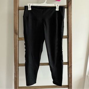 VS Sport Knockout Large Black Leggings with Mesh and Criss-Cross Detailing